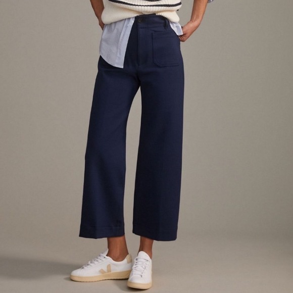 Maeve by Anthropologie Pants - Maeve Anthropologie The Colette Wide Leg Crop Point Pants Blue Navy Blue 28